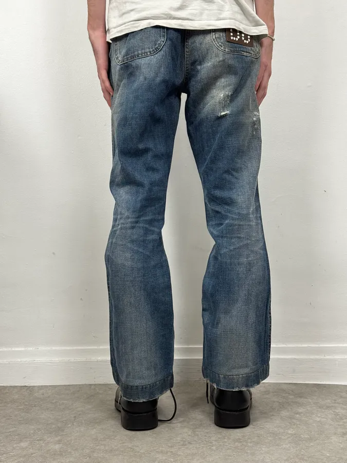 2000s Dolce & Gabbana Blue Distressed Denim Jeans - Image 3