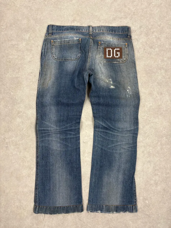 2000s Dolce & Gabbana Blue Distressed Denim Jeans - Image 7
