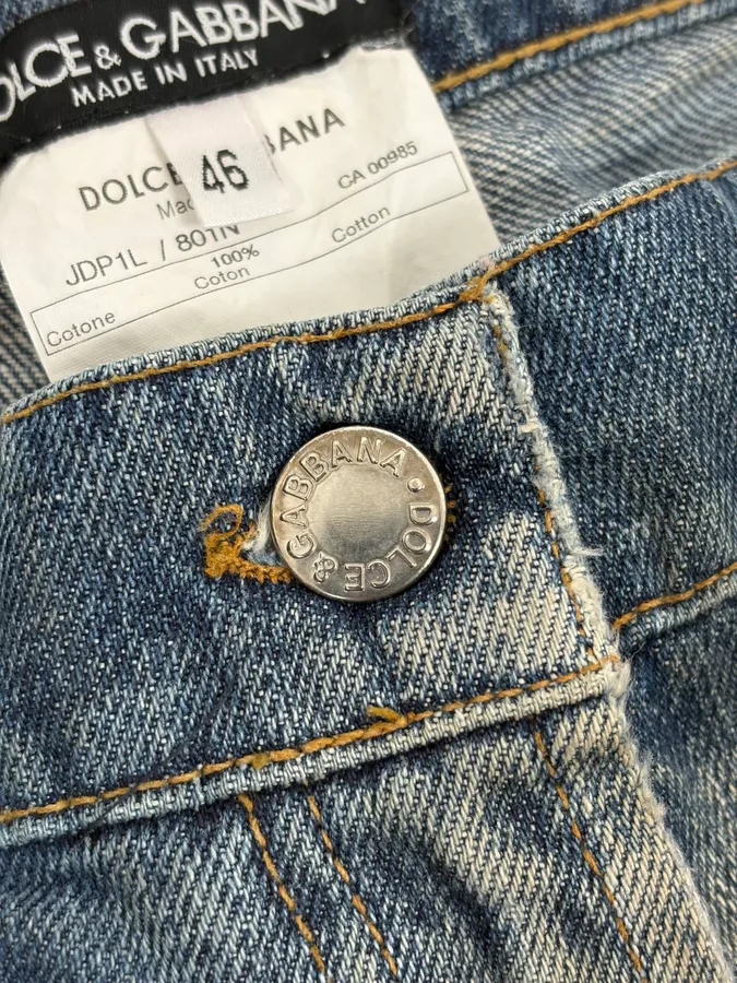2000s Dolce & Gabbana Blue Distressed Denim Jeans - Image 8