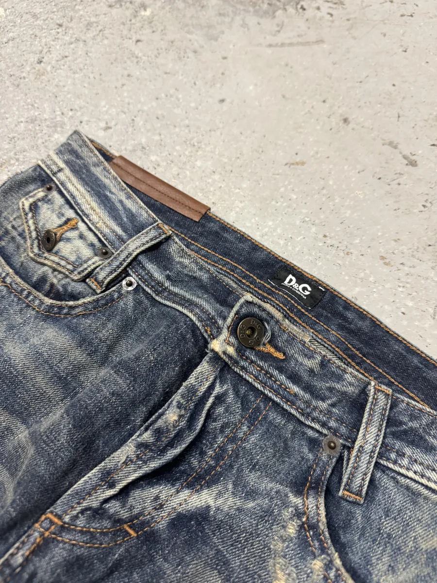 2000s Dolce & Gabbana Blue Distressed Denim Jeans - Image 11