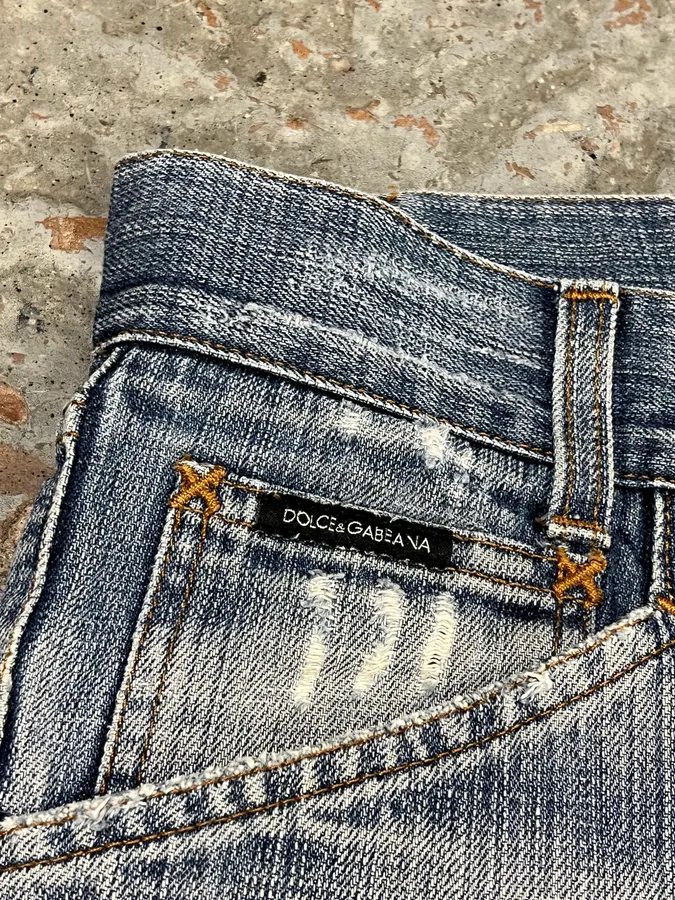 2000s Dolce & Gabbana Blue Distressed Denim Jeans - Image 10