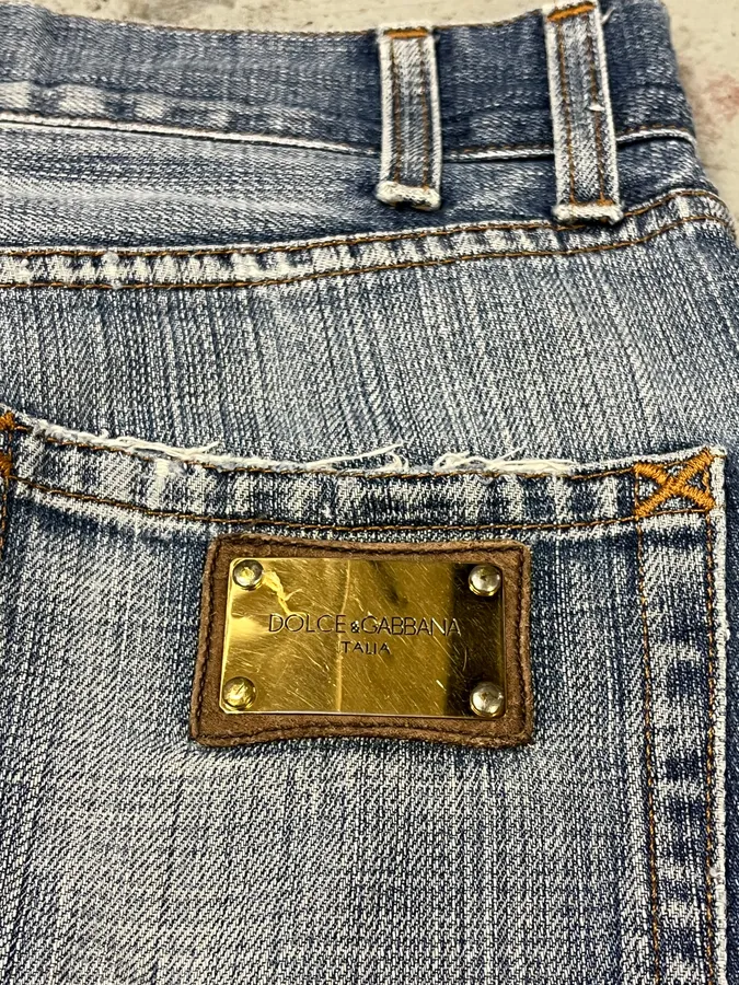 2000s Dolce & Gabbana Blue Distressed Denim Jeans - Image 11