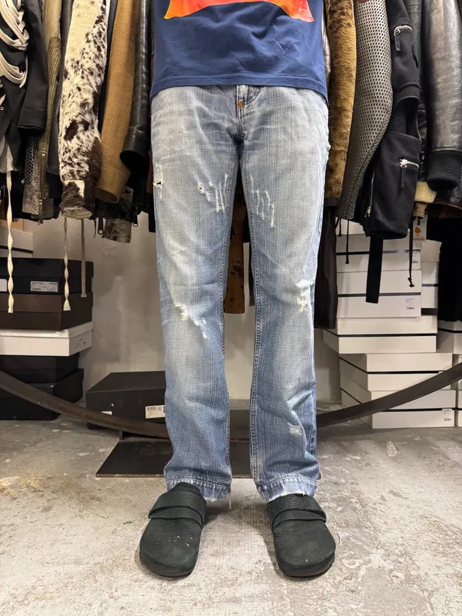 2000s Dolce & Gabbana Blue Distressed Denim Jeans - Image 2