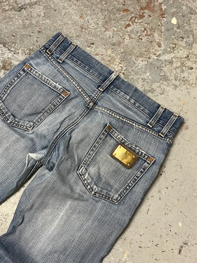 2000s Dolce & Gabbana Blue Distressed Denim Jeans - Image 7