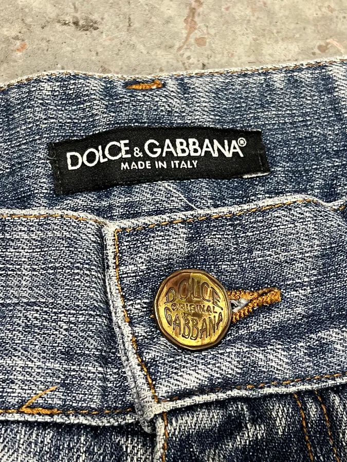 2000s Dolce & Gabbana Blue Distressed Denim Jeans - Image 8
