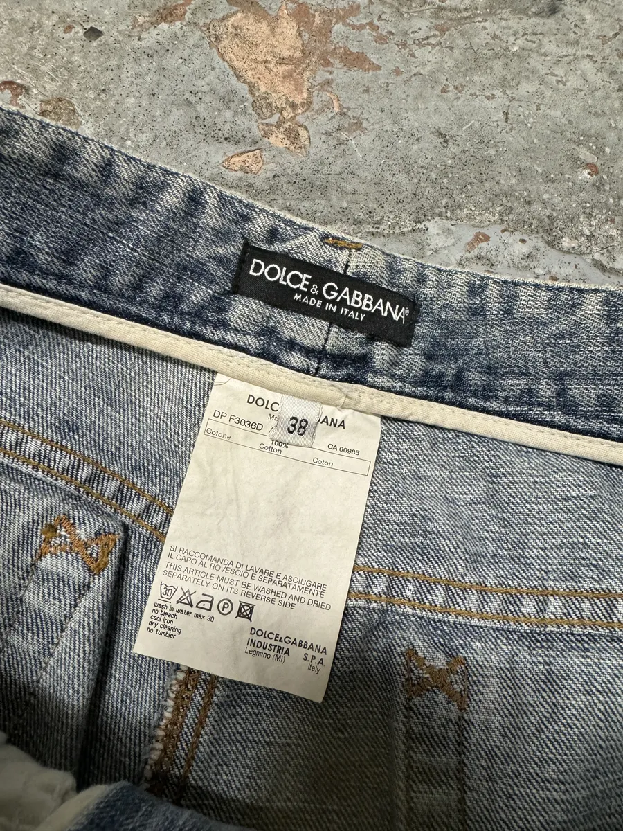2000s Dolce & Gabbana Blue Distressed Denim Jeans - Image 5