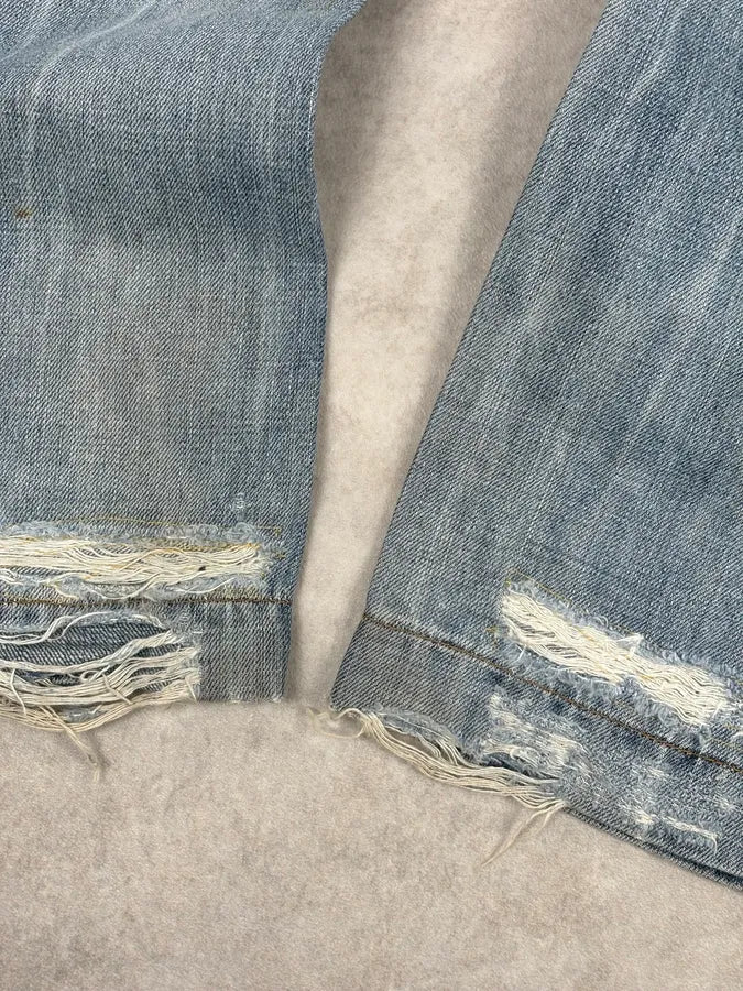 2000s Dolce & Gabbana Blue Distressed Denim Jeans - Image 11
