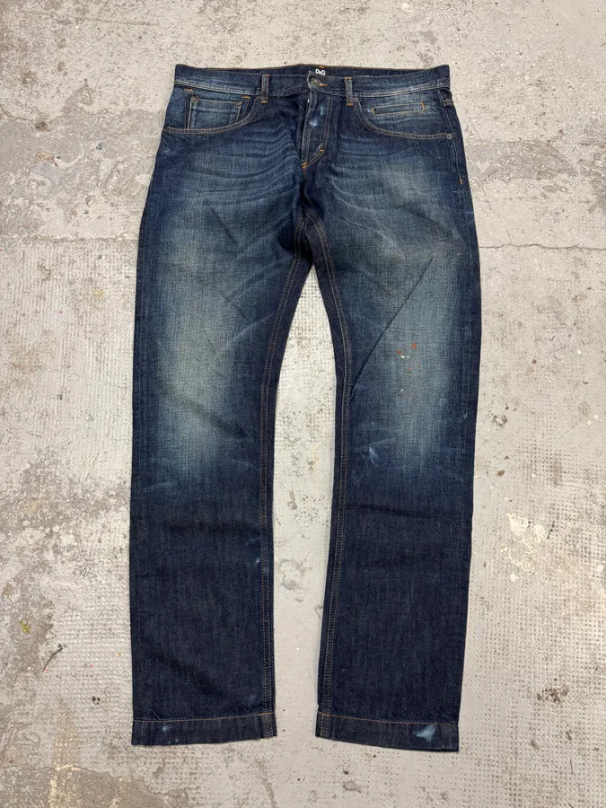 2000s Dolce & Gabbana Blue Eroded Brut Denim Jeans