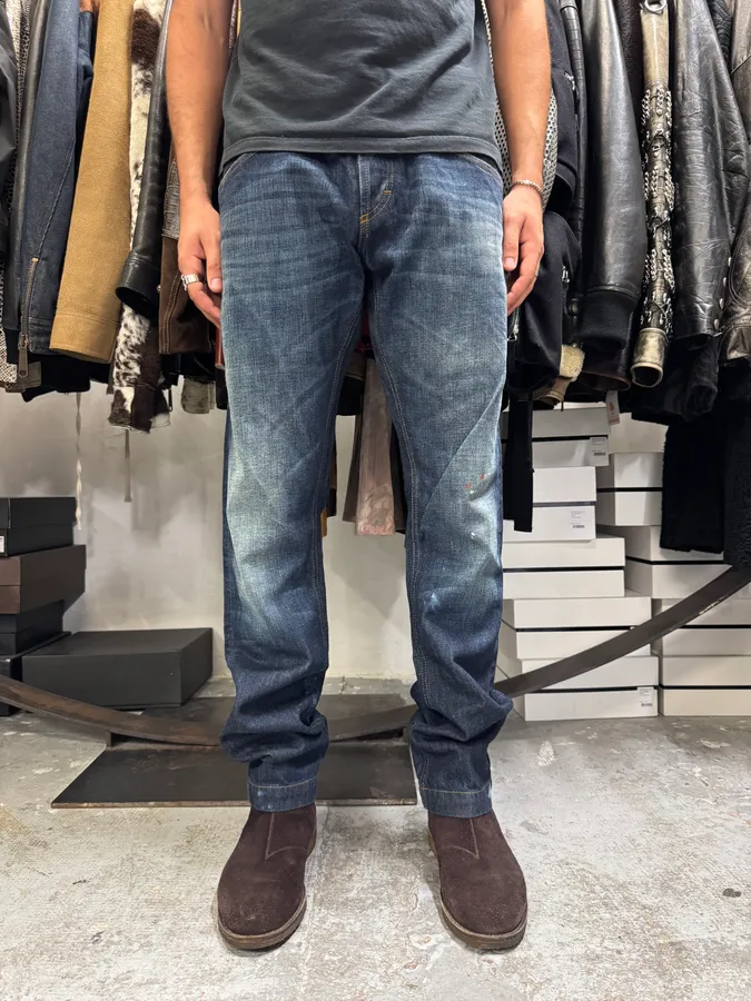 2000s Dolce & Gabbana Blue Eroded Brut Denim Jeans - Image 2
