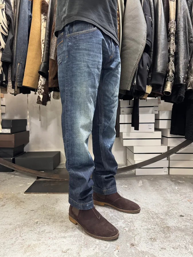 2000s Dolce & Gabbana Blue Eroded Brut Denim Jeans - Image 3