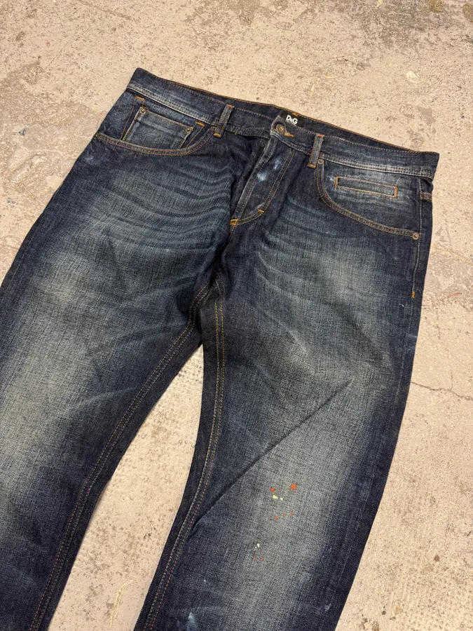 2000s Dolce & Gabbana Blue Eroded Brut Denim Jeans - Image 5