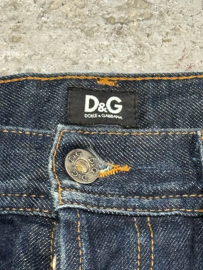 2000s Dolce & Gabbana Blue Eroded Brut Denim Jeans - Image 8