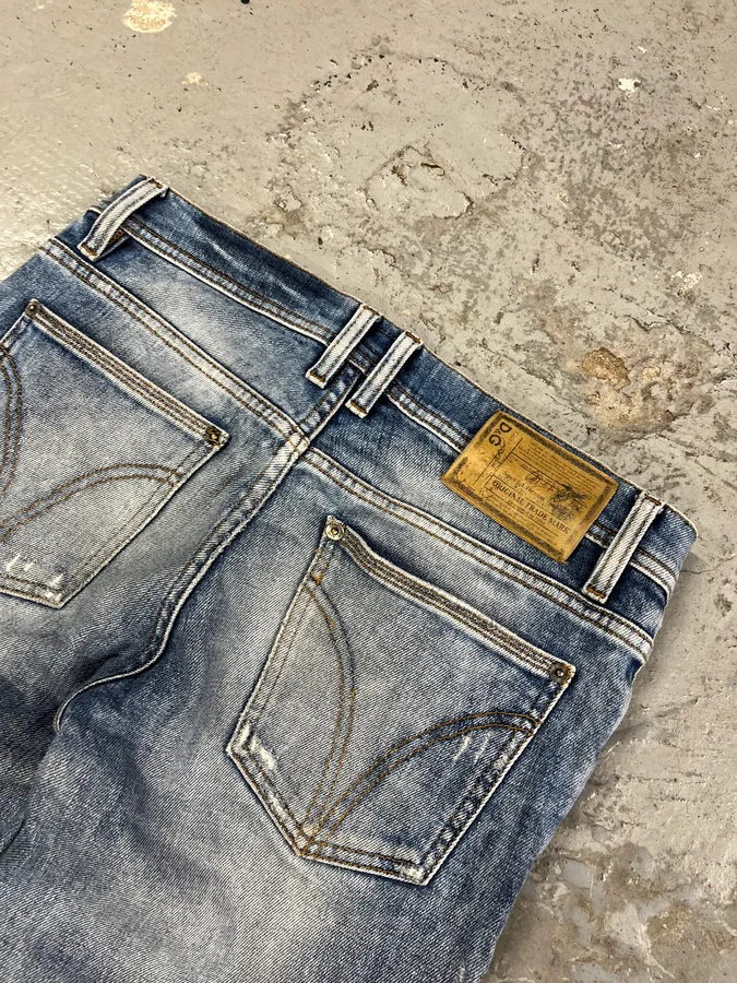 2000s Dolce & Gabbana Blue Faded Regular Denim Jeans - Image 7