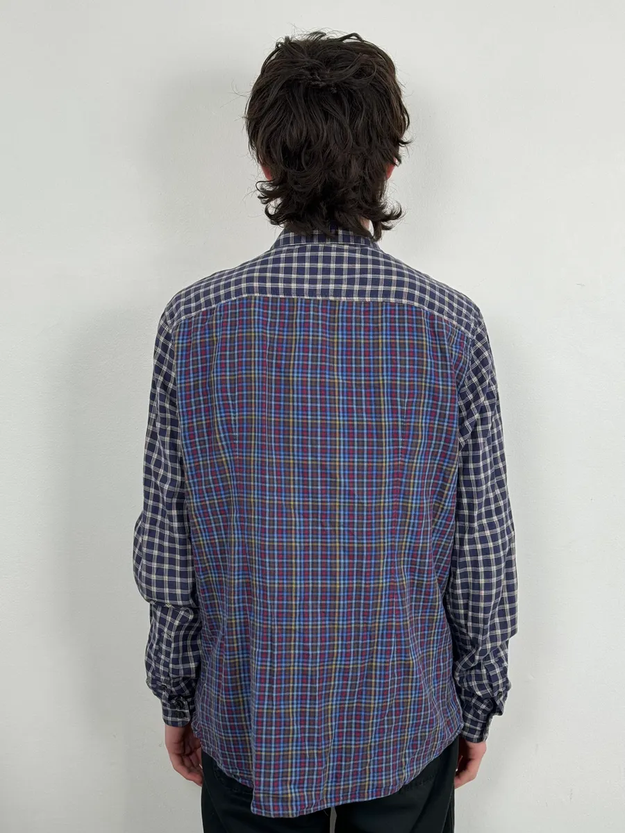 2000s Dolce & Gabbana Blue Irregular Checkered Shirt - Image 3