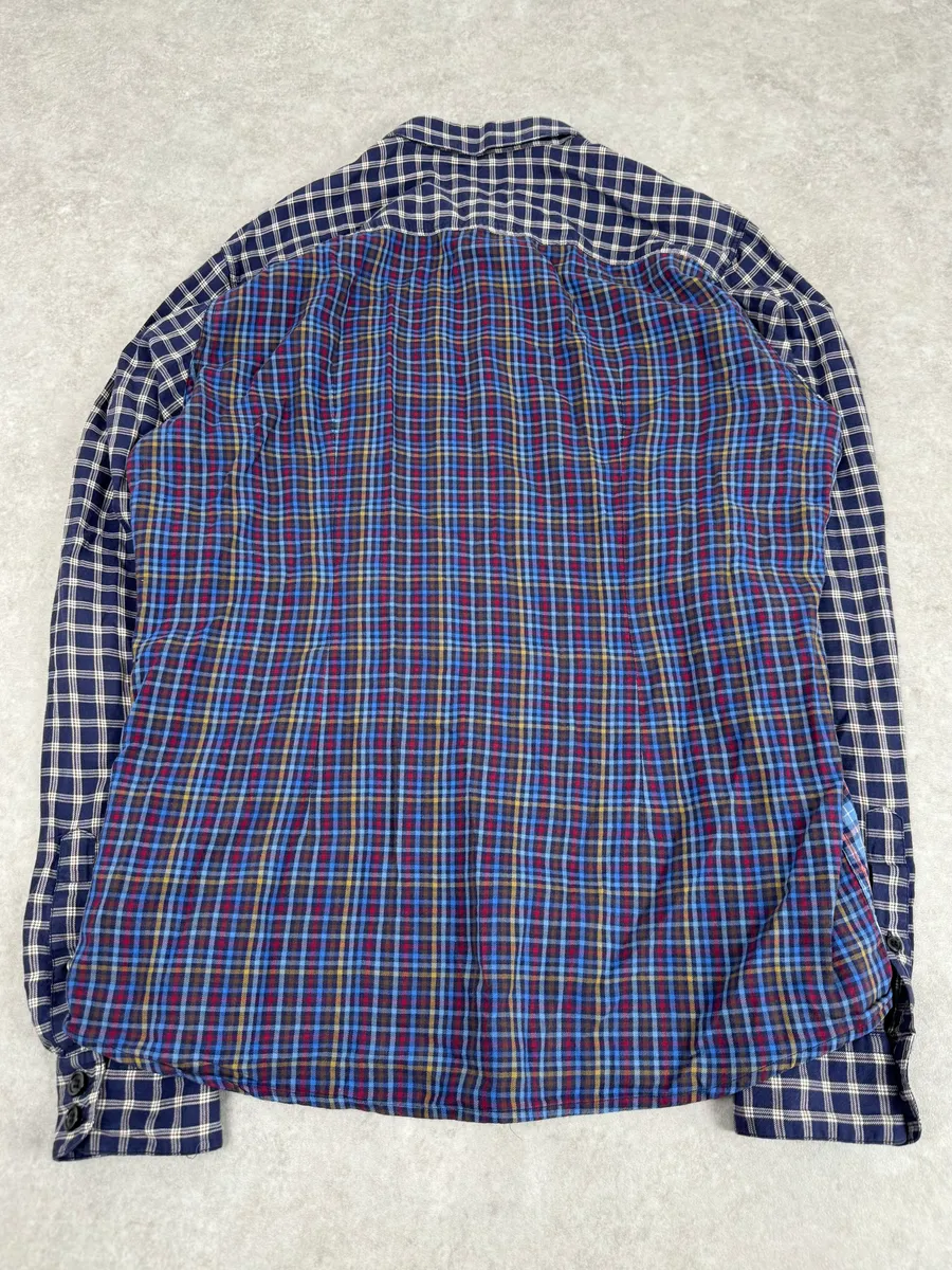 2000s Dolce & Gabbana Blue Irregular Checkered Shirt - Image 7