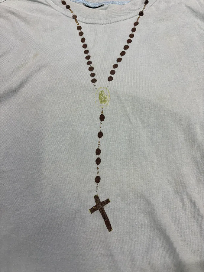 2000s Dolce & Gabbana Blue Rosary Cross Tank Top - Image 3