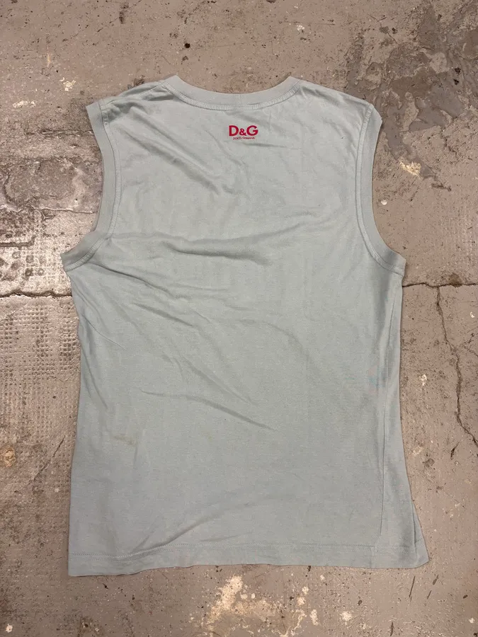 2000s Dolce & Gabbana Blue Rosary Cross Tank Top - Image 8