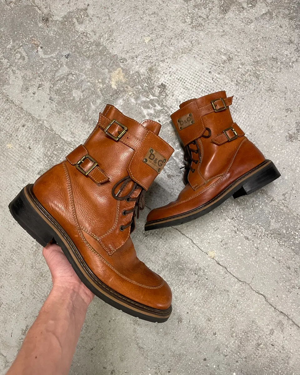 2000s Dolce & Gabbana Brown Ankle Leather Boots