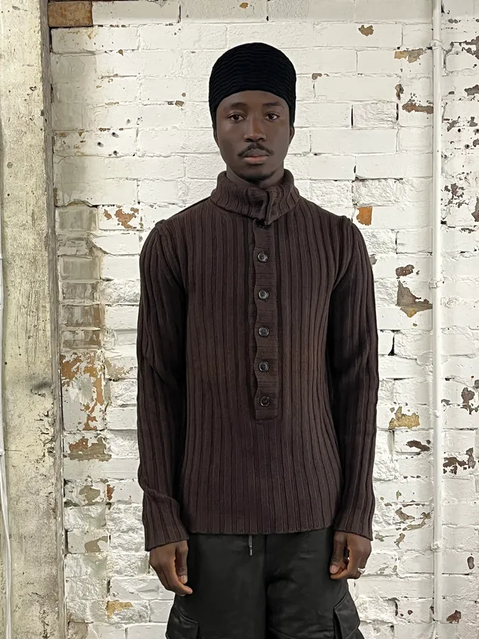 2000s Dolce & Gabbana Brown Buttoned Collar Longsleeves