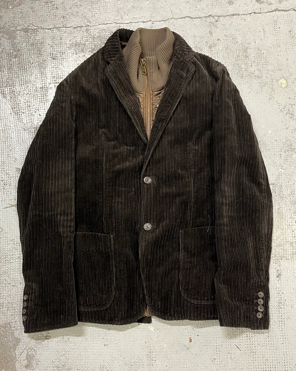 2000s Dolce & Gabbana Brown Corduroy Puffer Double Layer Jacket