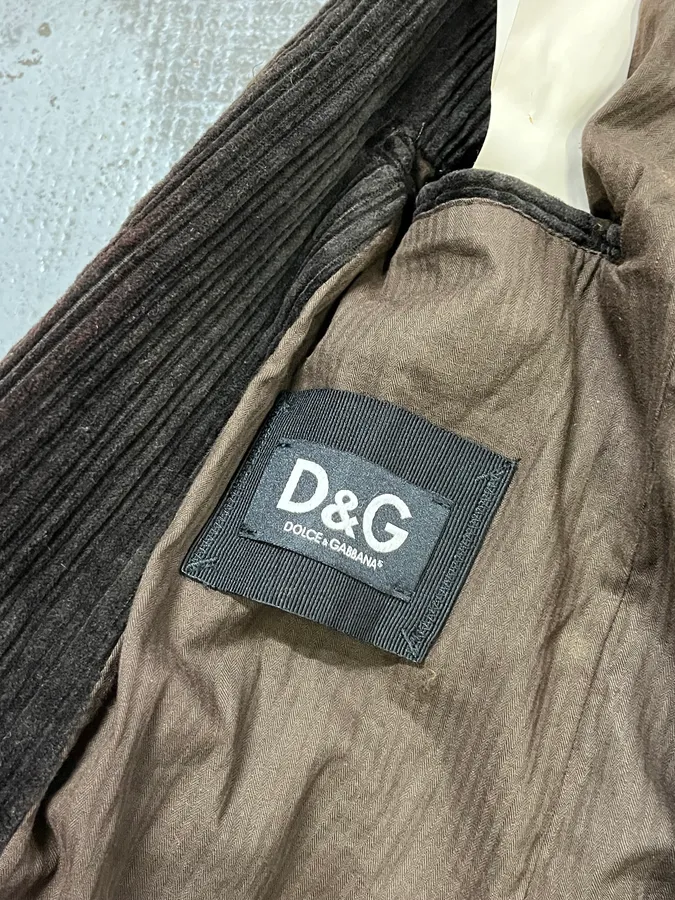2000s Dolce & Gabbana Brown Corduroy Puffer Double Layer Jacket - Image 11