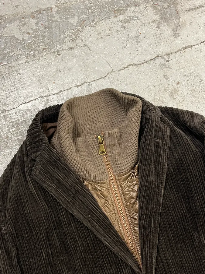 2000s Dolce & Gabbana Brown Corduroy Puffer Double Layer Jacket - Image 5