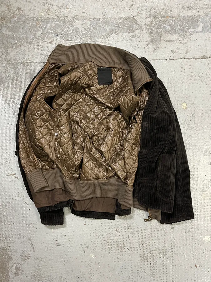 2000s Dolce & Gabbana Brown Corduroy Puffer Double Layer Jacket - Image 9