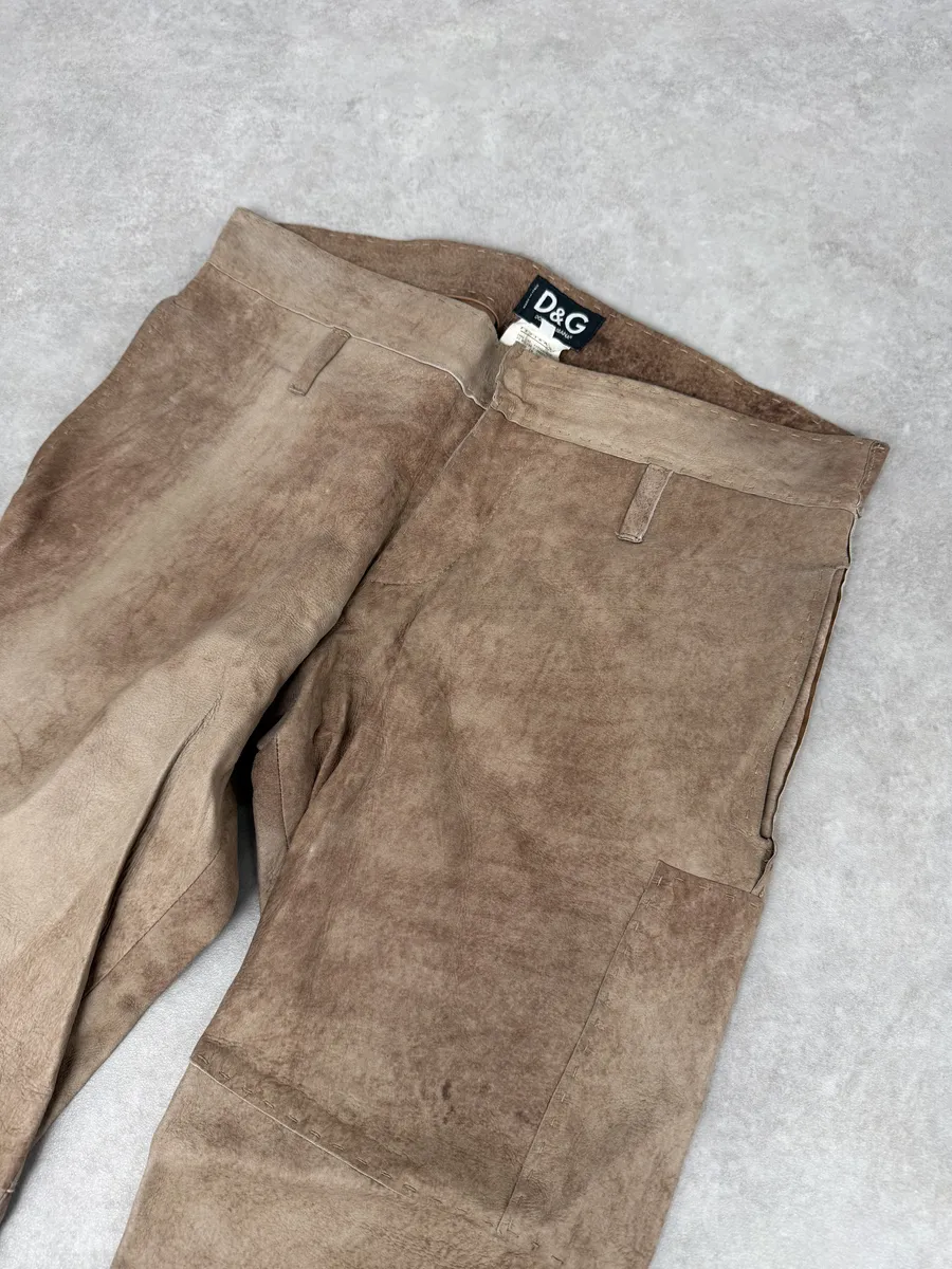 2000s Dolce & Gabbana Brown Eroded Leather Pants - Image 12
