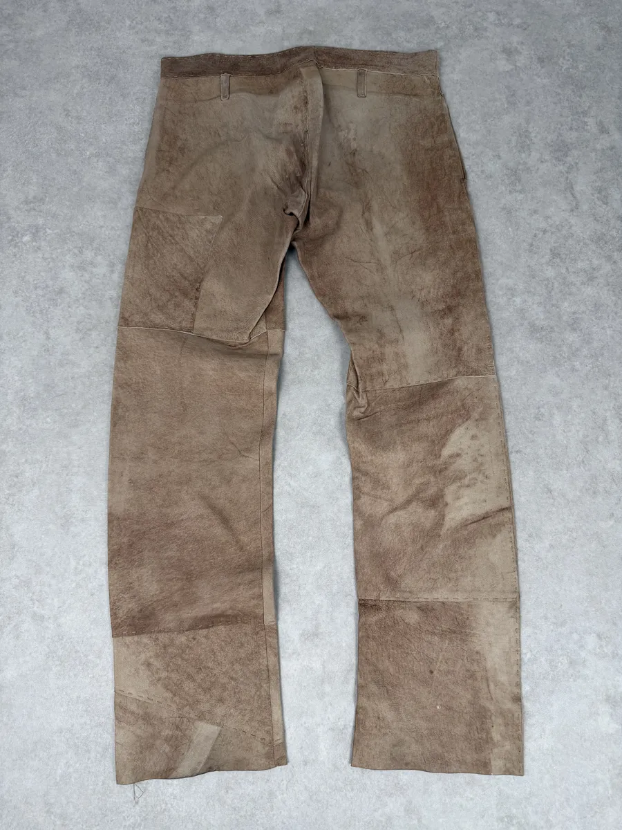 2000s Dolce & Gabbana Brown Eroded Leather Pants - Image 2