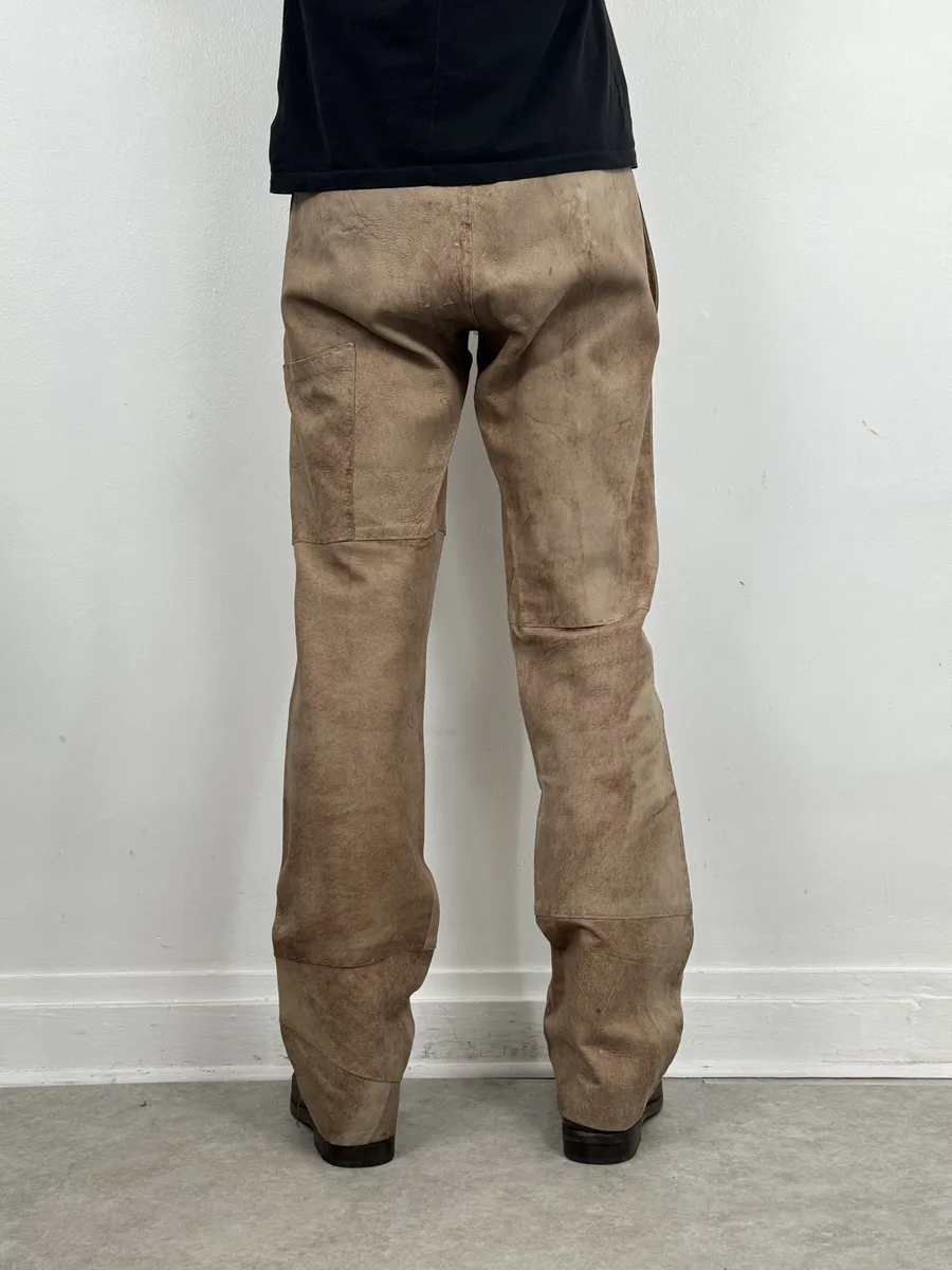 2000s Dolce & Gabbana Brown Eroded Leather Pants - Image 4