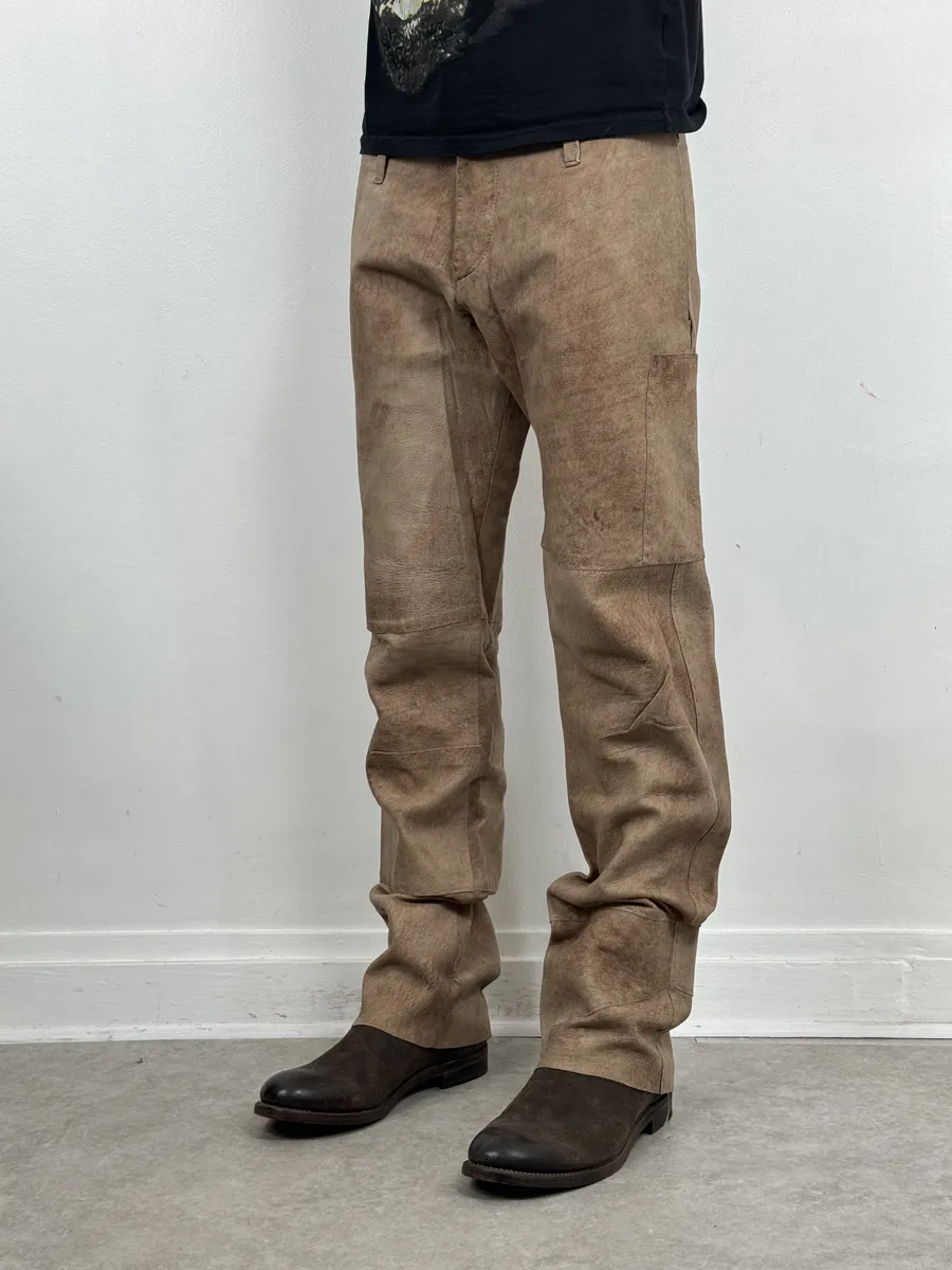 2000s Dolce & Gabbana Brown Eroded Leather Pants - Image 5