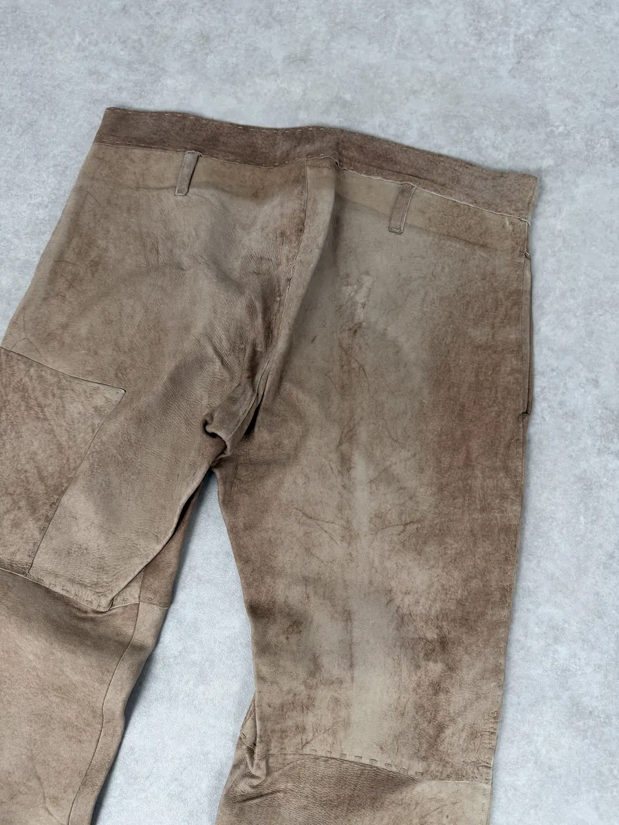 2000s Dolce & Gabbana Brown Eroded Leather Pants - Image 7