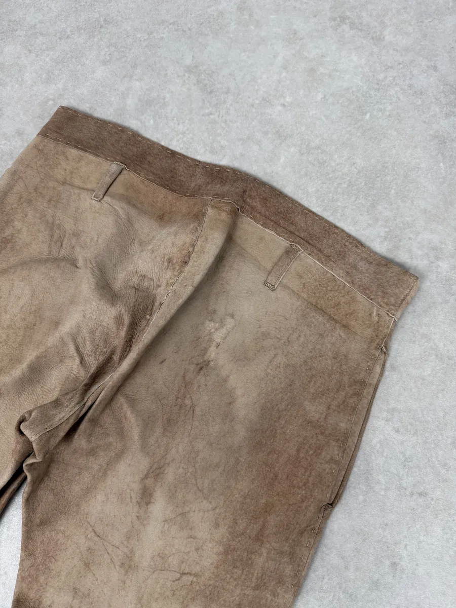 2000s Dolce & Gabbana Brown Eroded Leather Pants - Image 8