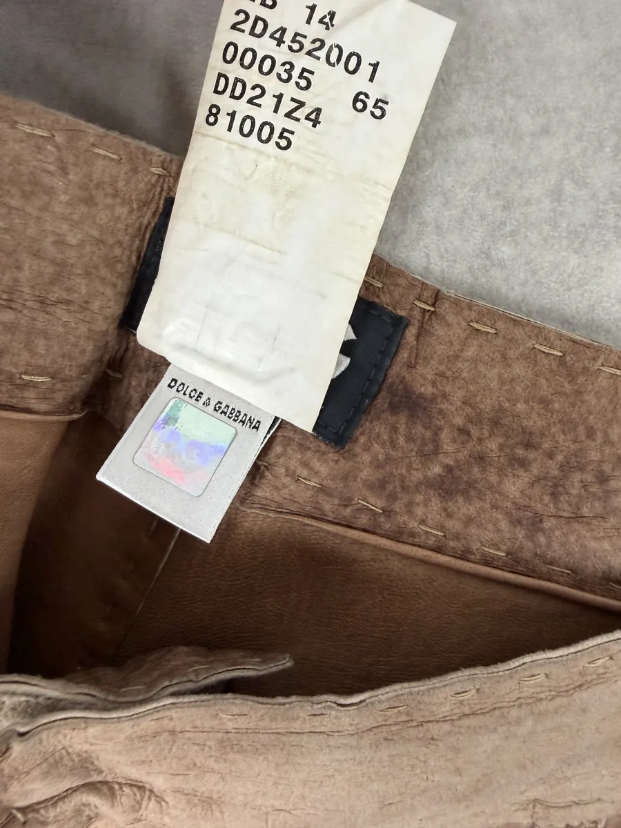 2000s Dolce & Gabbana Brown Eroded Leather Pants - Image 9