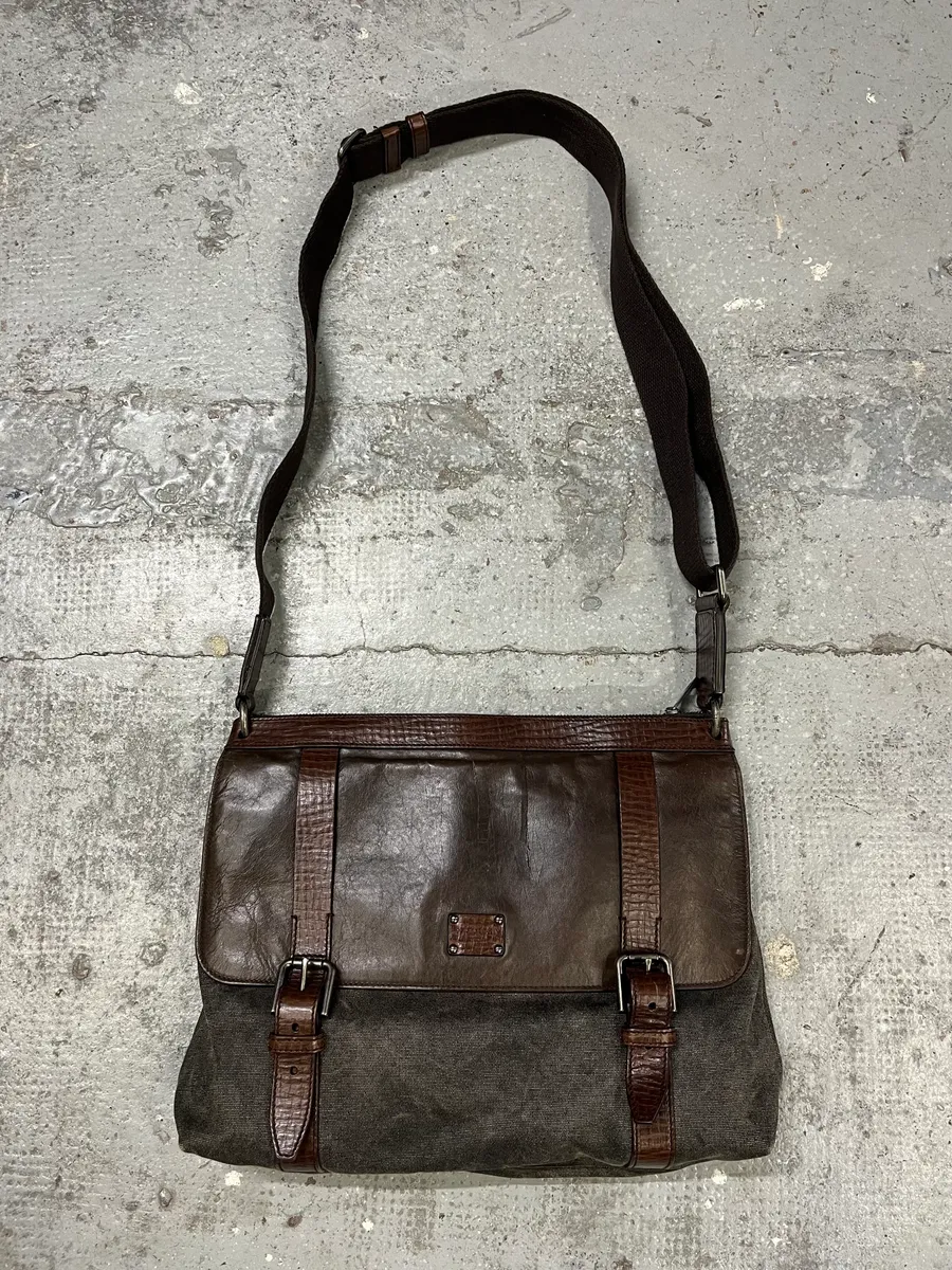 2000s Dolce & Gabbana Brown Eroded Leather Shoulder Bag
