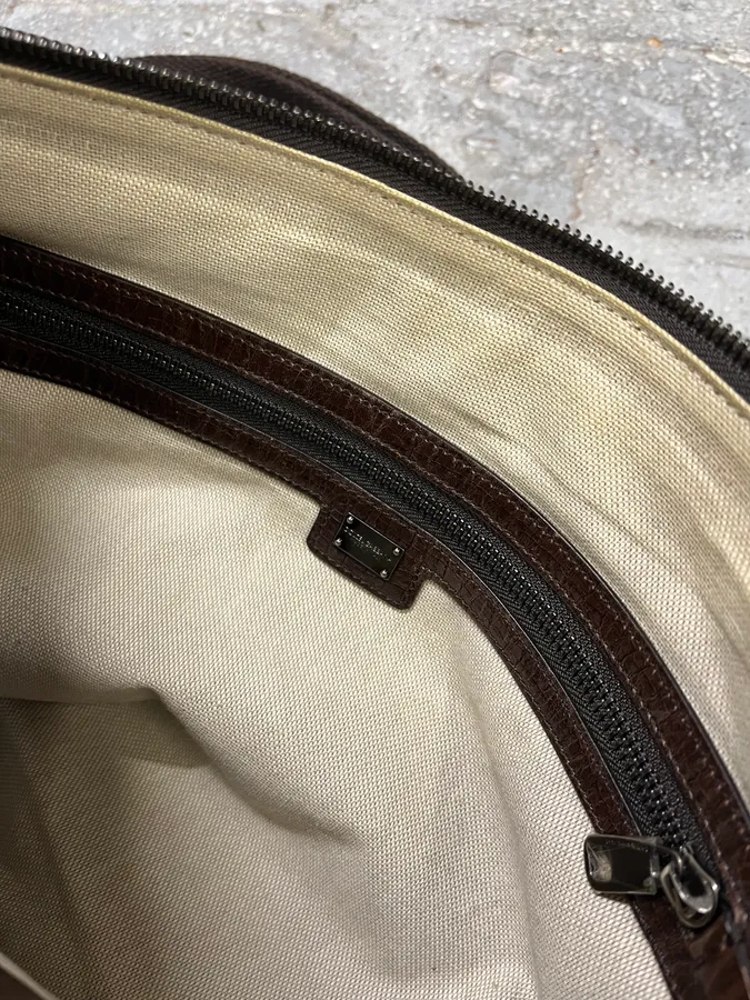 2000s Dolce & Gabbana Brown Eroded Leather Shoulder Bag - Image 10