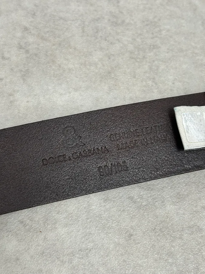 2000s Dolce & Gabbana Brown Eyled Leather Belt - Image 12