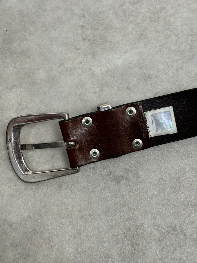 2000s Dolce & Gabbana Brown Eyled Leather Belt - Image 9