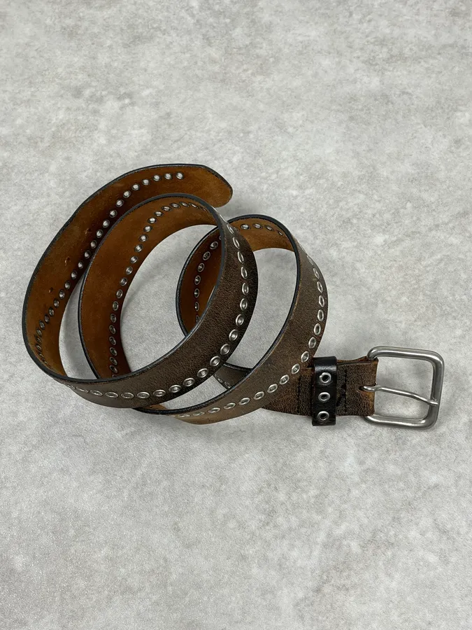 2000s Dolce & Gabbana Brown Eyled Leather Belt - Image 2