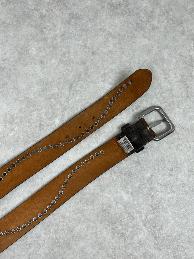 2000s Dolce & Gabbana Brown Eyled Leather Belt - Image 4