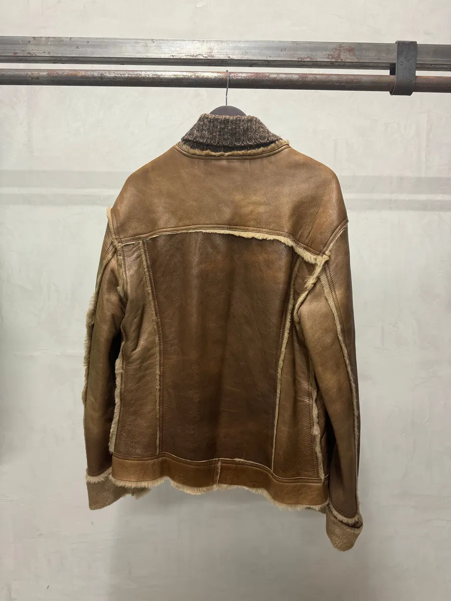 2000s Dolce & Gabbana Brown Fur Premium Leather Jacket - Image 3