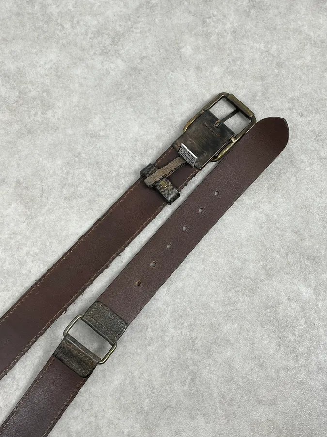 2000s Dolce & Gabbana Brown Hybrid Leather Military Belt - Image 4
