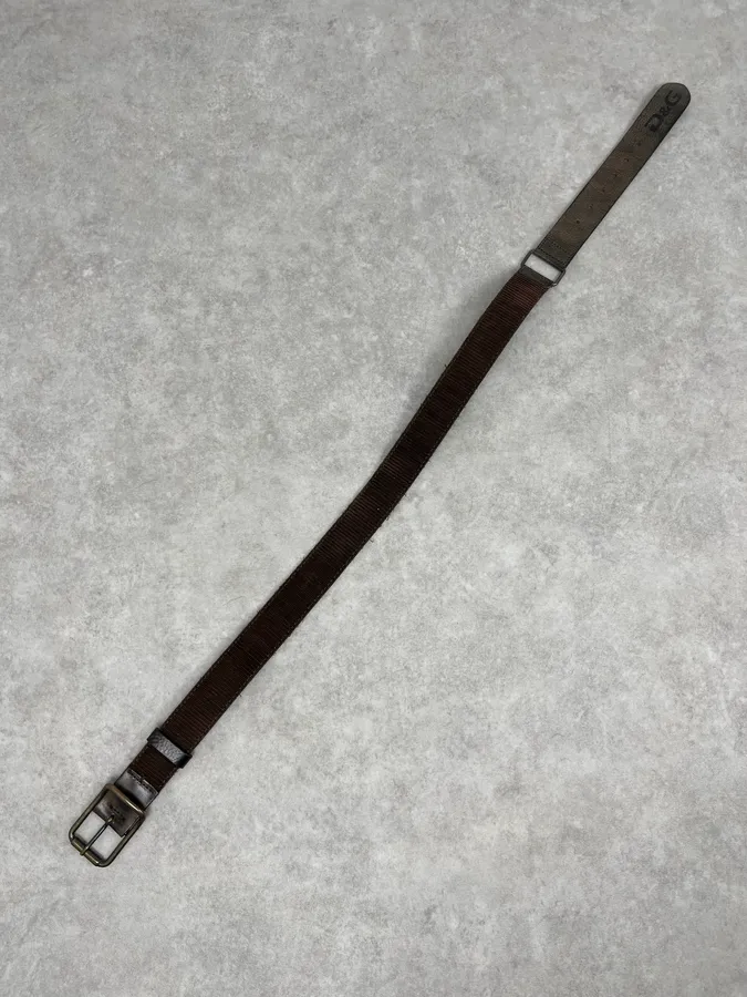 2000s Dolce & Gabbana Brown Hybrid Leather Military Belt - Image 7