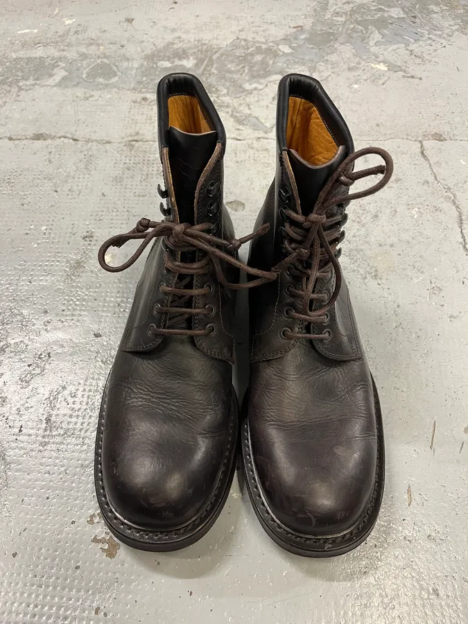 2000s Dolce & Gabbana Brown Leather Army Leather Boots - Image 4
