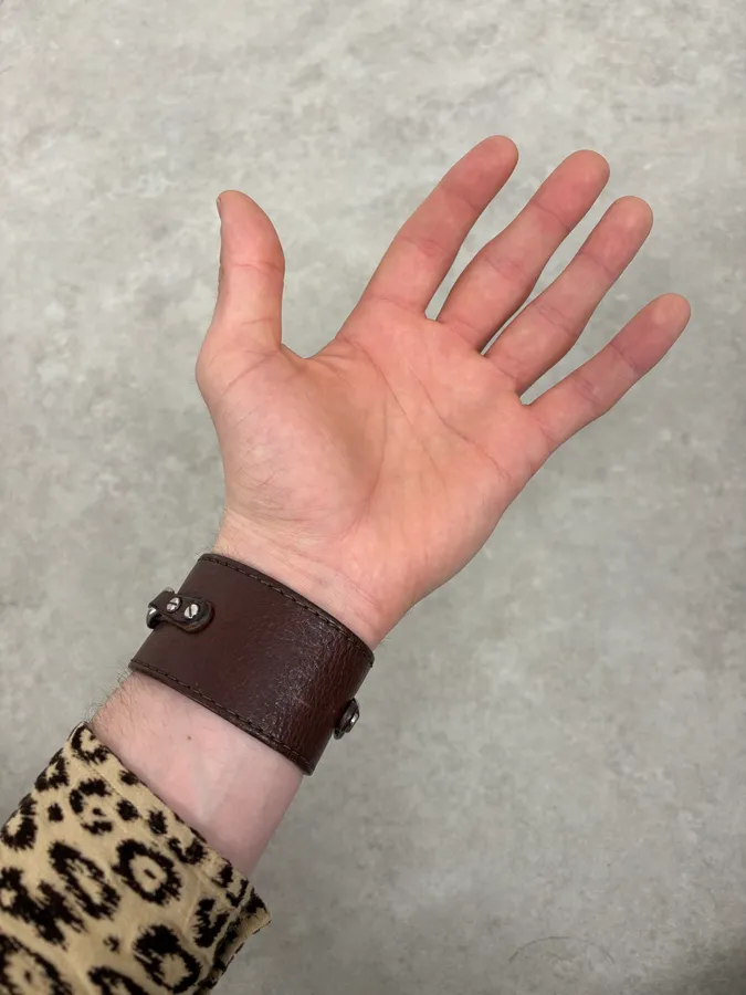2000s Dolce & Gabbana Brown Leather Chain Bracelet - Image 2