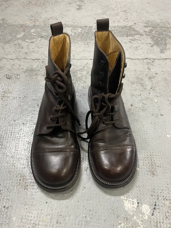 2000s Dolce & Gabbana Brown Leather Combat Boots - Image 2