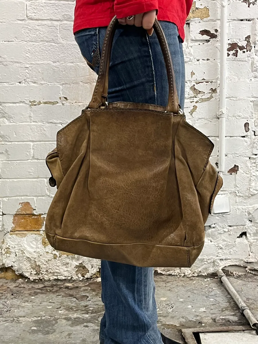 2000s Dolce & Gabbana Brown Leather Handle Bag - Image 2
