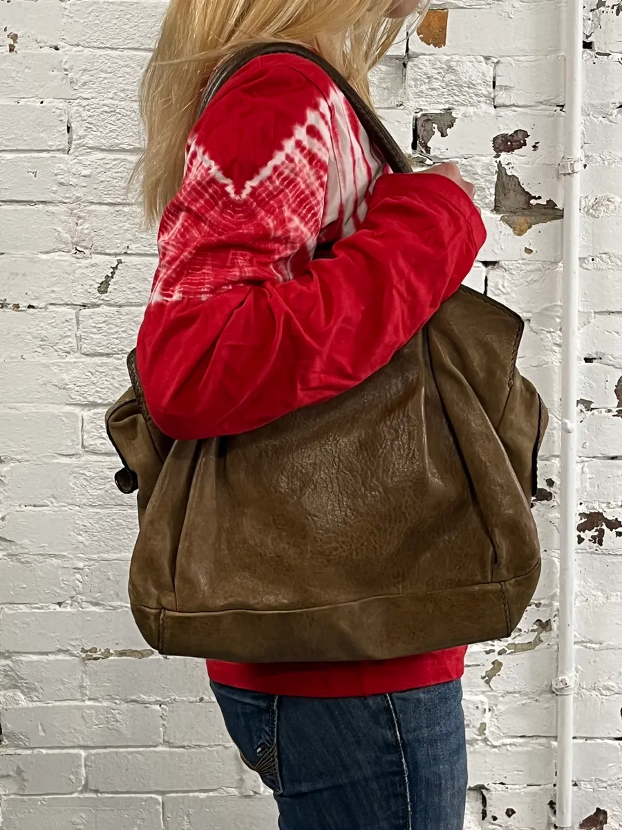 2000s Dolce & Gabbana Brown Leather Handle Bag - Image 3