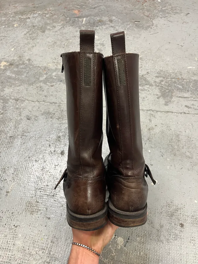 2000s Dolce & Gabbana Brown Leather High Boots - Image 6