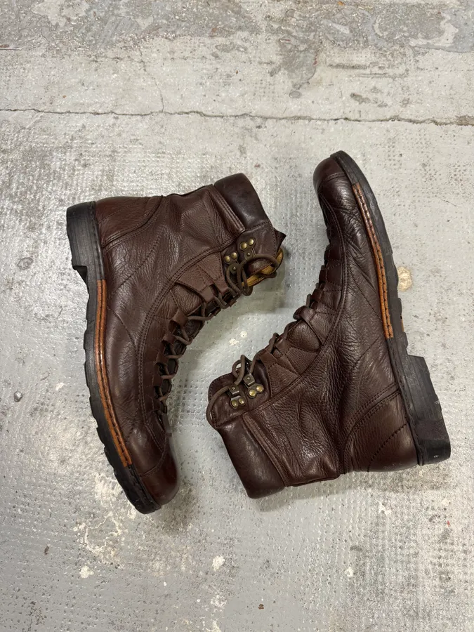 2000s Dolce & Gabbana Brown Officer Leather Boots - Image 2